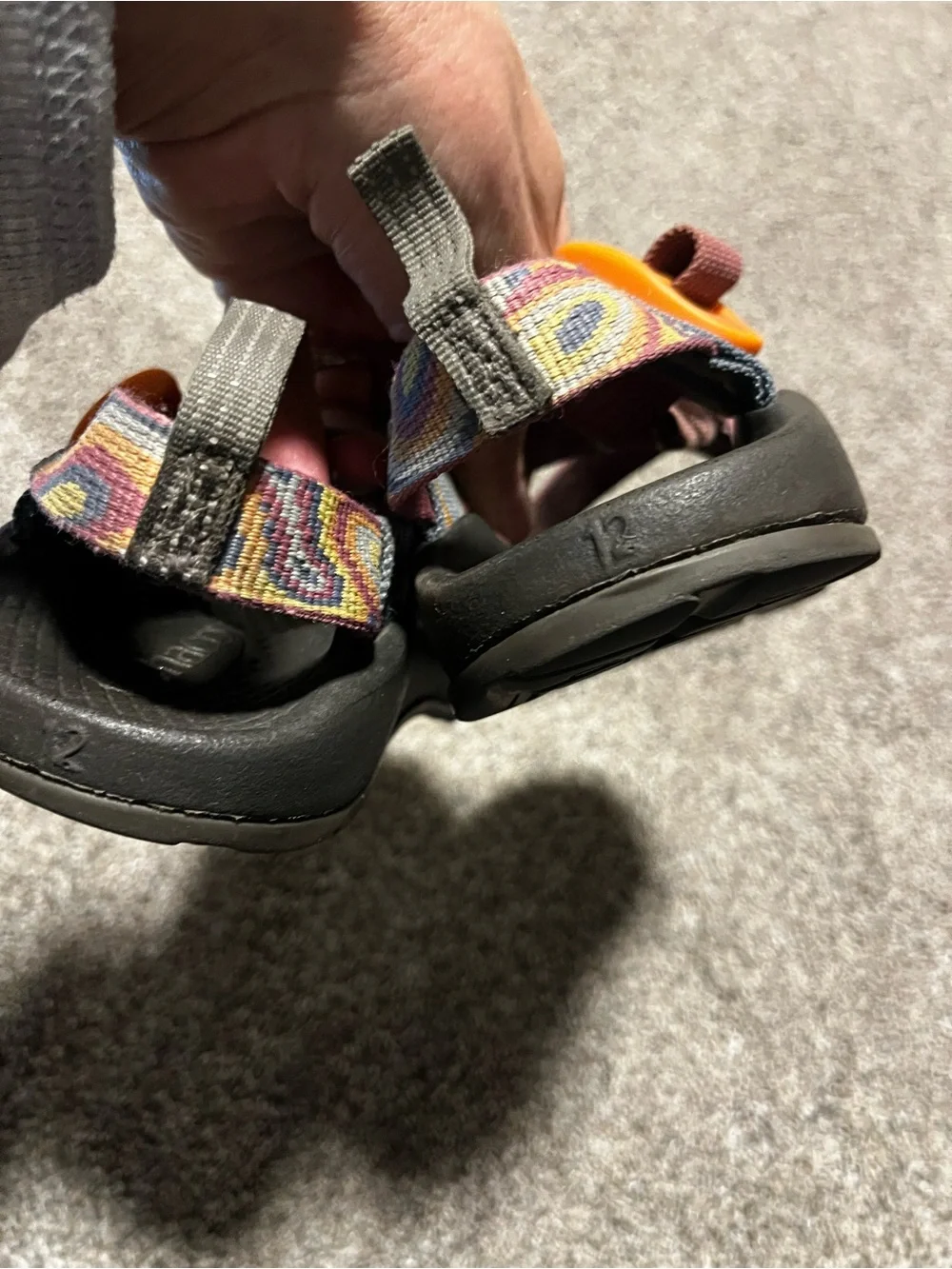 Chaco Kids Multicolor Pattern Strap Sandals with Black Sole 12c